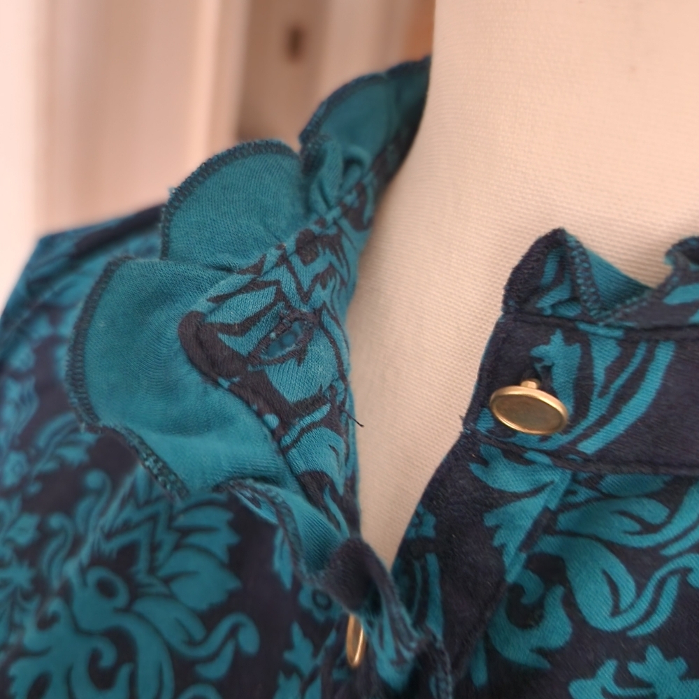 Lands' End Patterned Ruffled Blouse - image 4